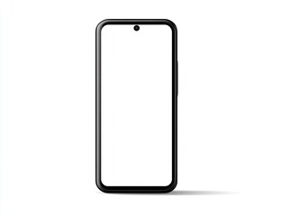 Black smartphone, blank screen, isolated, modern design