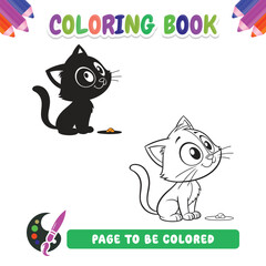 Coloring book for kids, Cat vector