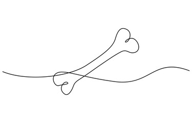 Fototapeta premium Continuous one line drawing of Bone vector illustration. Editable outline