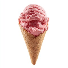 Pink ice cream scoop in a waffle cone