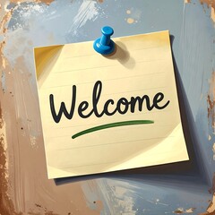 A vintage-style welcome note