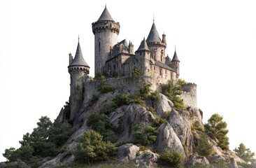 Obraz premium Majestic castle perched atop rocky hill