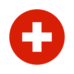 Swiss flag. Switzerland national flag in the shape of circle, flat vector illustration. 
