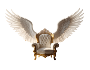 Angel Dove Wings Backdrop with Antique Gold Armchair PNG