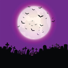 Haunted Castle with Pumpkins and Moon Halloween Background 15