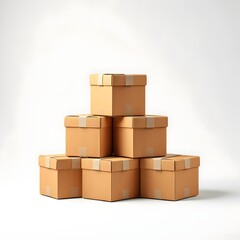 Fototapeta premium Cardboard boxes stacked for shipping and moving services e commerce packaging and storage solutions
