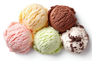 Fototapeta premium Assorted ice cream scoops arranged