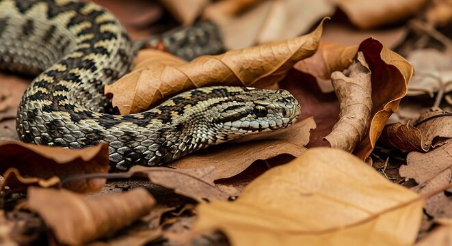 Snake in Autumn Leaves.