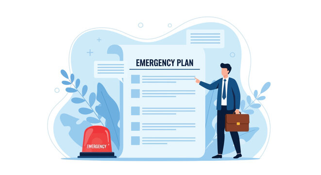 Businessman presenting an emergency plan document.