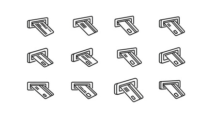 Atm card insertion sequence diverse angles seamless transaction flow motion study vector