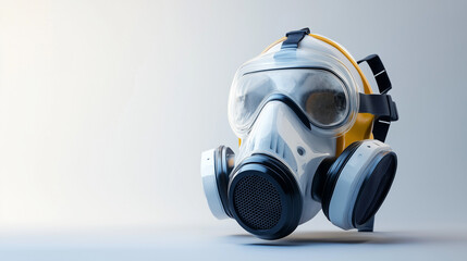 Professional painting respirator in realistic detail on plain background  