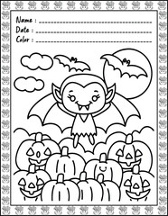 Doodle monsters seamless pattern Bold & Easy Coloring Page with Cute Animals for Adults and Kid. High resolution (300 DPI), Ready to print on standard 8.5x11-(A4) inch paper With (No Bleed)
