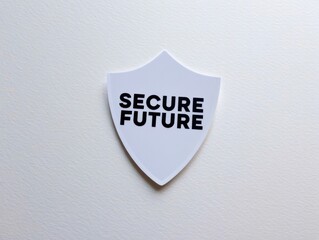 White shield with Secure Future text on textured background
