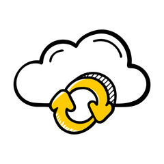 Cloud Computing With Synchronization Icon For Web And Graphic Design