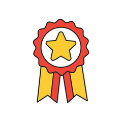 Vector art of a red and yellow ribbon award with a yellow star in the center