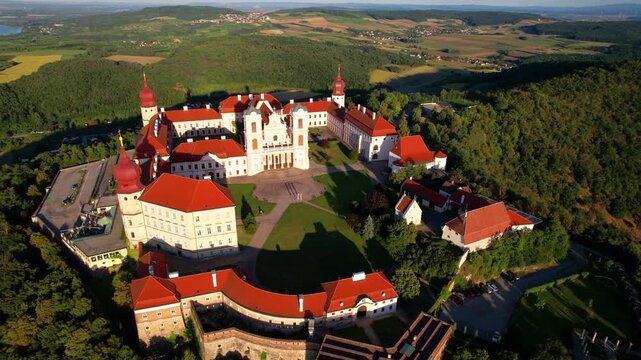 Austria travel and landmarks. Benedictine Abbey Gottweig  in Danube valley. masterpiece of Baroque architecture. monastery near Krems in Lower Austria in Wachau valley.