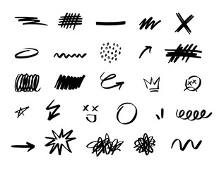 26 hand-drawn scribble elements