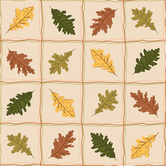 Pastel plaid with subtle oak leaf motif for baby clothes, scrapbooking, cottagecore kitchen textile