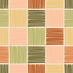Vintage inspired gingham with soft brown, yellow, green. Versatile for crafts, packaging, apparel