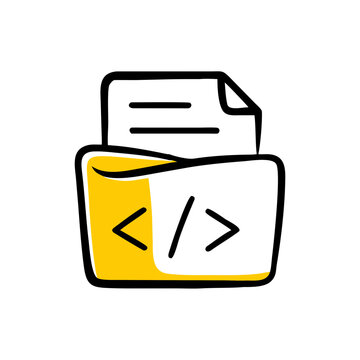 File Folder With Coding Development Script Icon For Web And Graphic Design