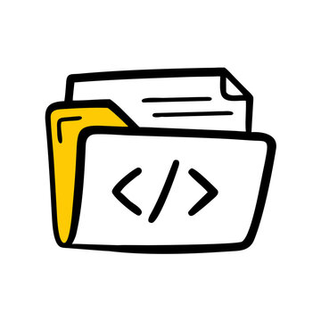 File Folder With Coding Development Script Icon For Web And Graphic Design