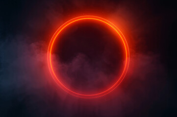 Obraz premium Glowing Neon Circle in Smoke