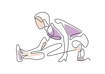 Person Stretching One-Line Continuous Drawing, Exercise Pose. line icon-continuous line drawing. Editable stroke. 