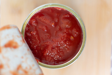 close up of a tin of tomatoes 