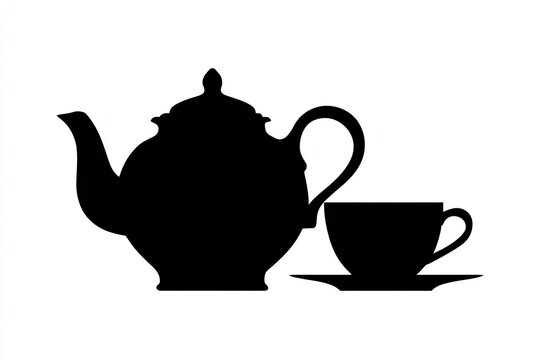 Simple silhouette of a teapot and teacup (3)