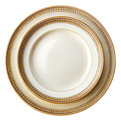 Vector art of elegant fine china dinnerware set with gold trim