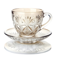 Vector art of elegant vintage crystal glass teacup and saucer set