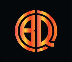 Modern abstract BQ monogram logo design with circular shape, gradient orange red colors, creative professional branding emblem on black background