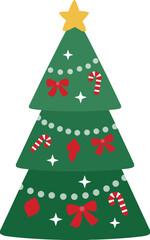 Retro Christmas tree flat vector Illustration design.
Hand-drawn pine tree clipart.
Transparent background.