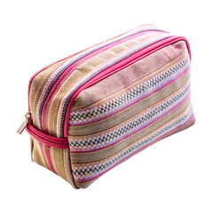 Vector art of boho striped cosmetic bag with zipper