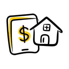 House Purchase Online Payment Real Estate Icon For Web And Graphic Design