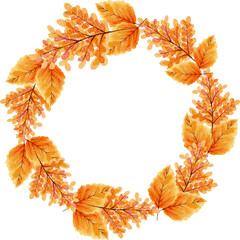 Autumn Leaves Wreath Watercolor Illustration