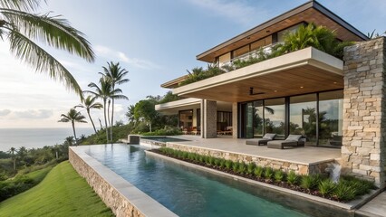 Fototapeta premium scandinavian modern cabin exterior in forest