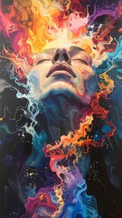 Abstract female portrait, vibrant colors