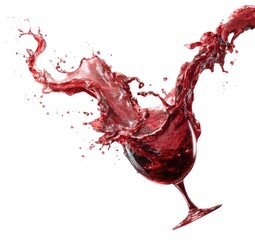 Red wine splashing from glass