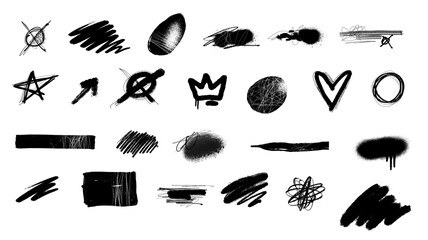 24 hand-drawn grunge scribbles
