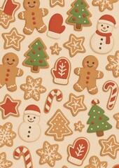 Fototapeta premium Festive gingerbread holiday wallpaper.