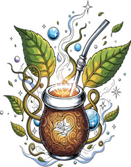 Fantasy Yerba Mate with Magical Nature Glow