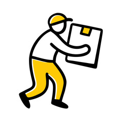 Moving Company Worker Lifting Parcel Icon For Web And Graphic Design