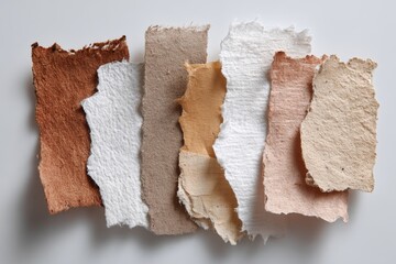 Vertical torn paper sheets in neutral palette