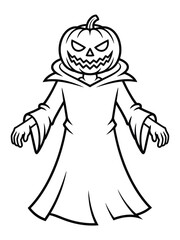 Scary jack o lantern monster in a robe halloween illustration