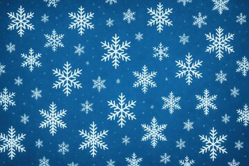 White snowflakes on blue background.