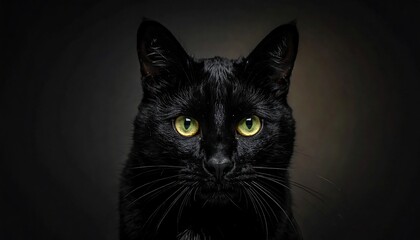 Close-up black cat portrait
