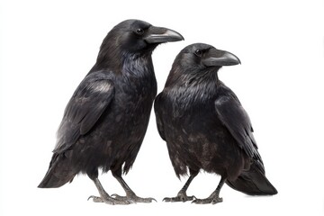 Fototapeta premium Pair of black ravens isolated on white background 