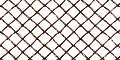 Fototapeta premium Brown diamond-patterned mesh on white background