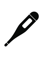 Black silhouette of a digital thermometer on a white background